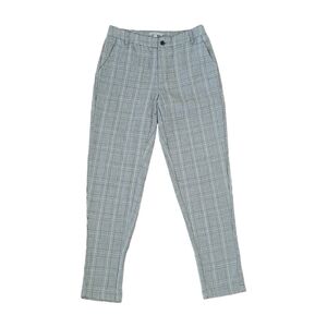 Charlotte Russe Black & White Plaid Tapered Slim Leg Mid-Rise Pants Size XS